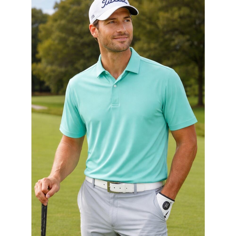 Mizzen + Main Mint Green Polo Short Sleeve Outdoors Golf Lightweight Sz L Preppy